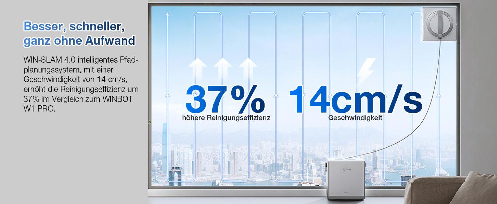 ECOVACS WINBOT ‎W2 PRO Omni Fensterputzroboter mit 6-in-1 Multifunktionsstation,Aufladen im Betrieb, 3-Düsen-Sprühkopf, 12-Stufen-Schutz