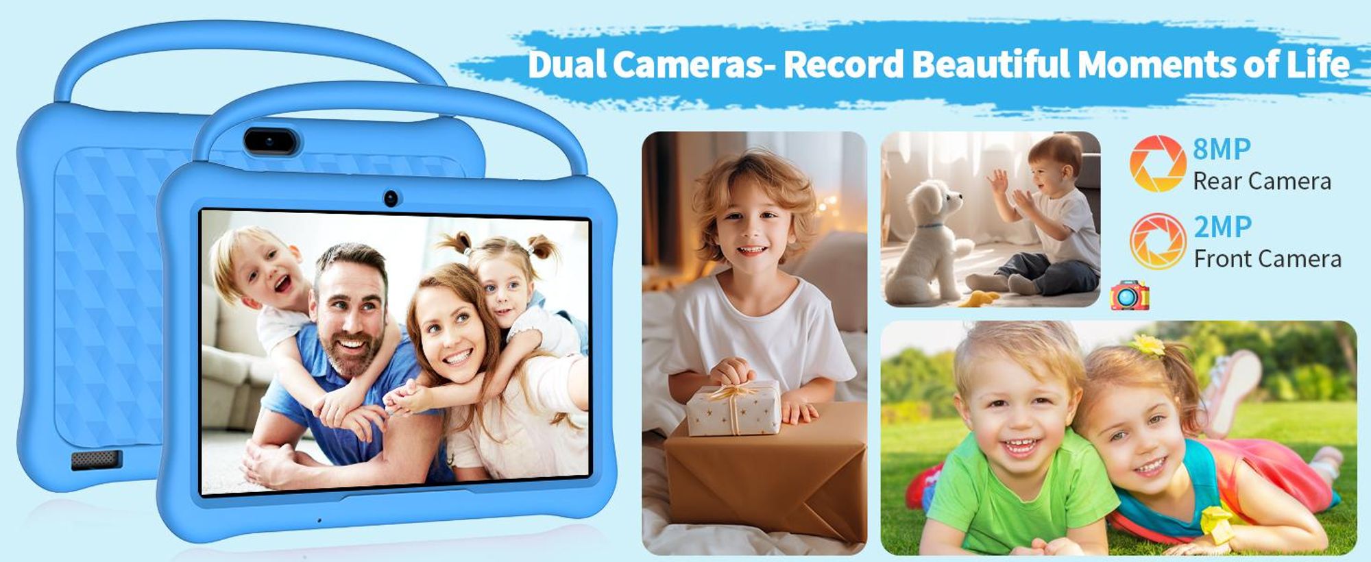PRITOM Android 13 Tablet für Kinder, 10 Zoll Octa-Core, 64 GB RAM, 1 TB TF-Karte erweiterbar, Kindersicherung, Dual-Kamera, WLAN