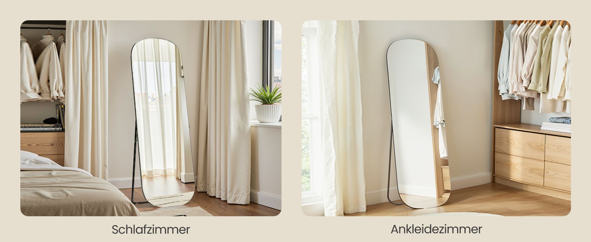 SONGMICS Ganzkörperspiegel, 160 x 50 cm, Standspiegel mit runden Ecken