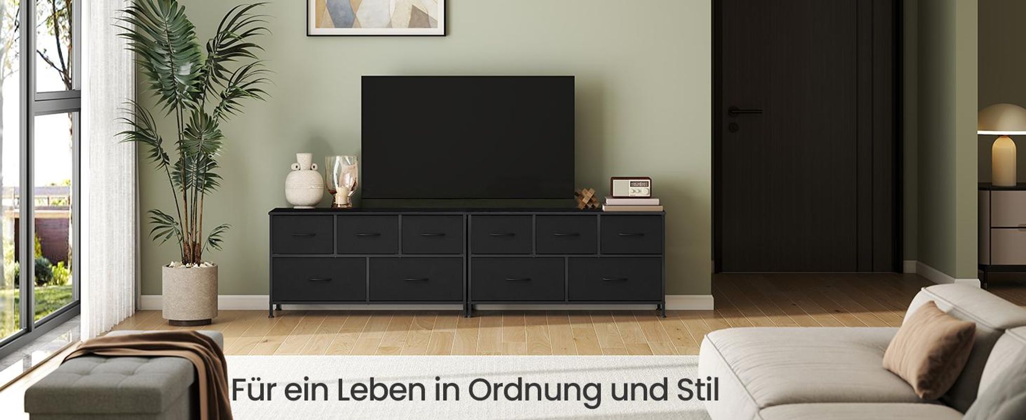 SONGMICS Kommode, Schrank, 5 Stoffschubladen, Aufbewahrungsschrank, Stahl