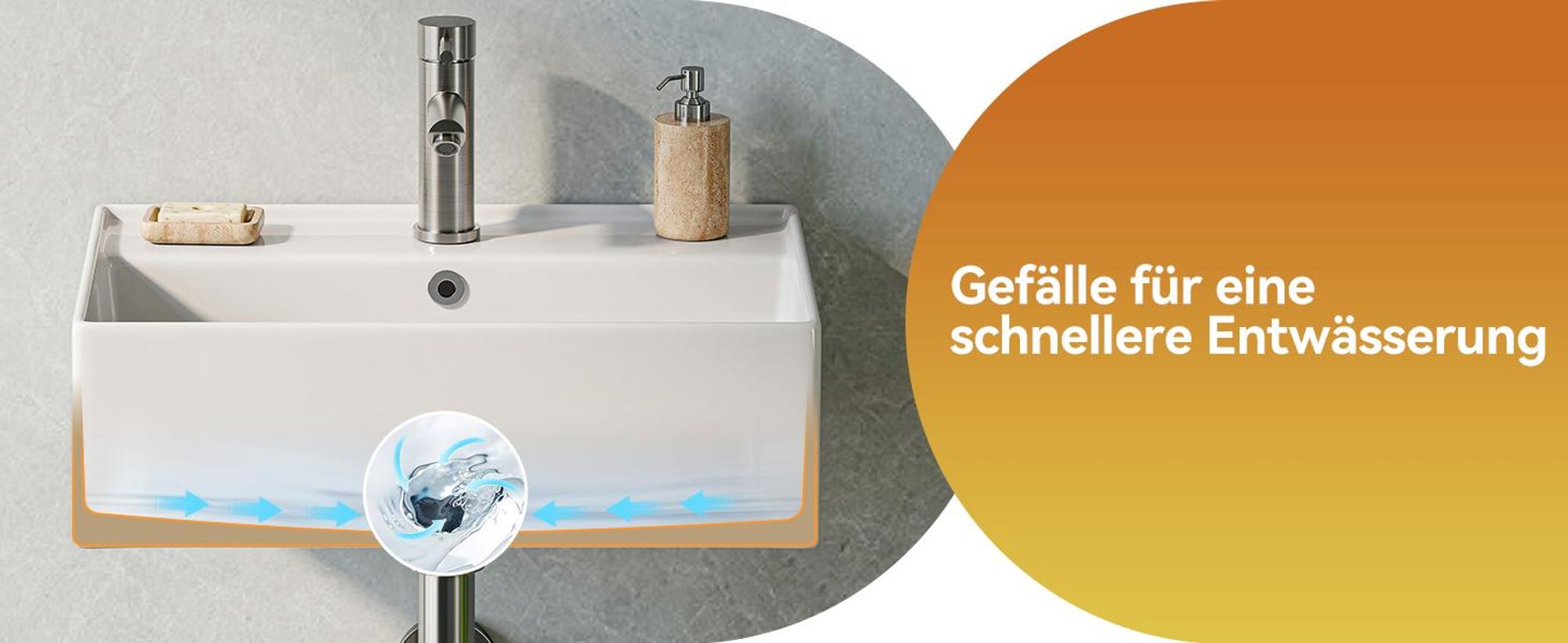 Gefälle für eineschnellere Entwässerung
