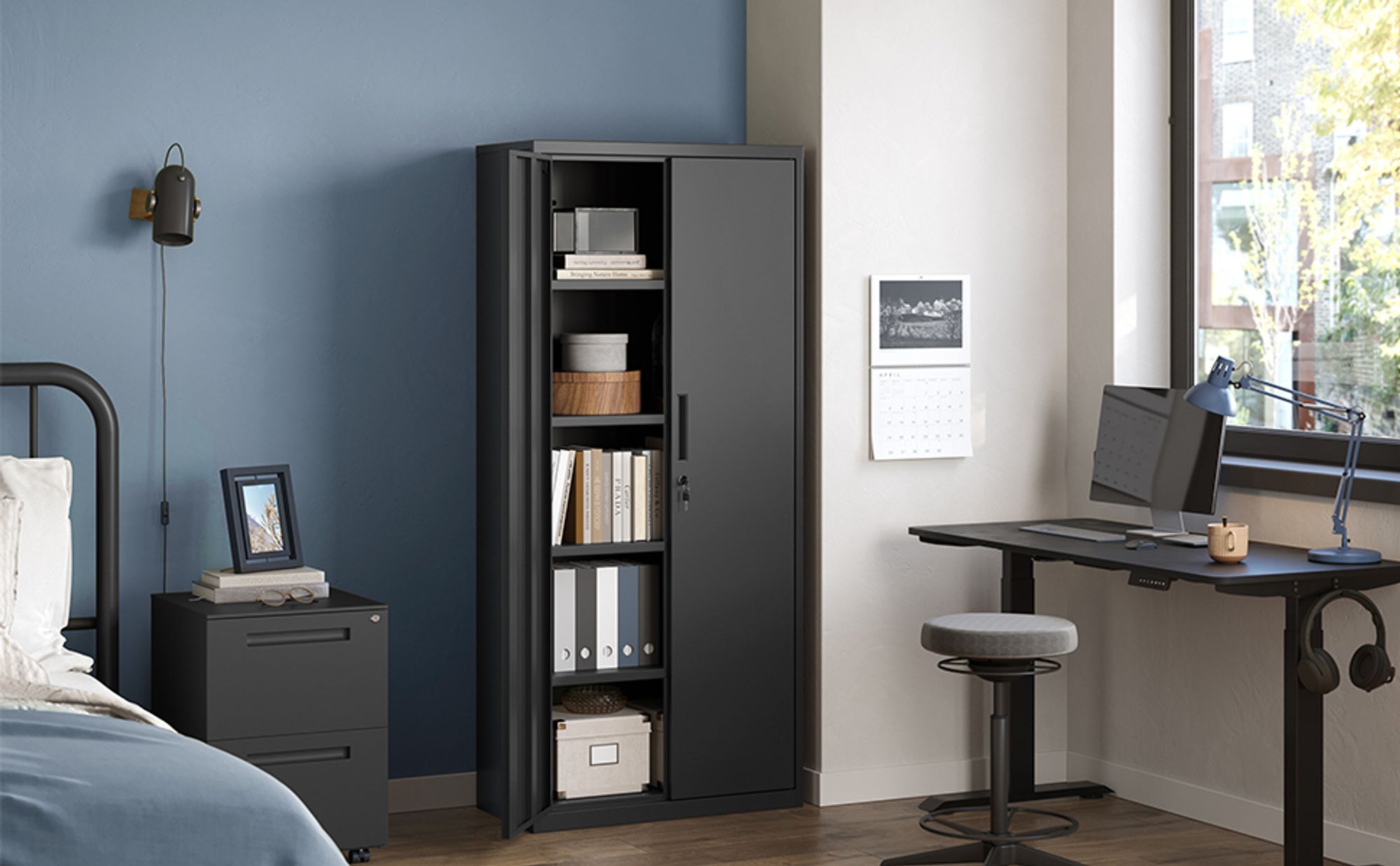 SONGMICS Aktenschrank Mehrzweckschrank, Aufbewahrungsschrank, für Garage