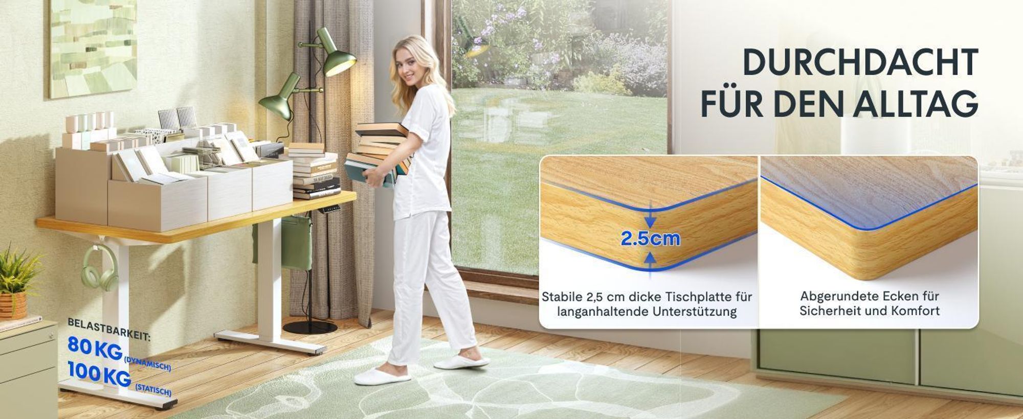 FLEXISPOT EN1 Höhenverstellbarer Schreibtisch 140x80cm, 100 kg Tragkraft, mit Anti-Kollisionsschutz,  Einteilige Tischplatte, 4 Memory-Funktion(Braun)