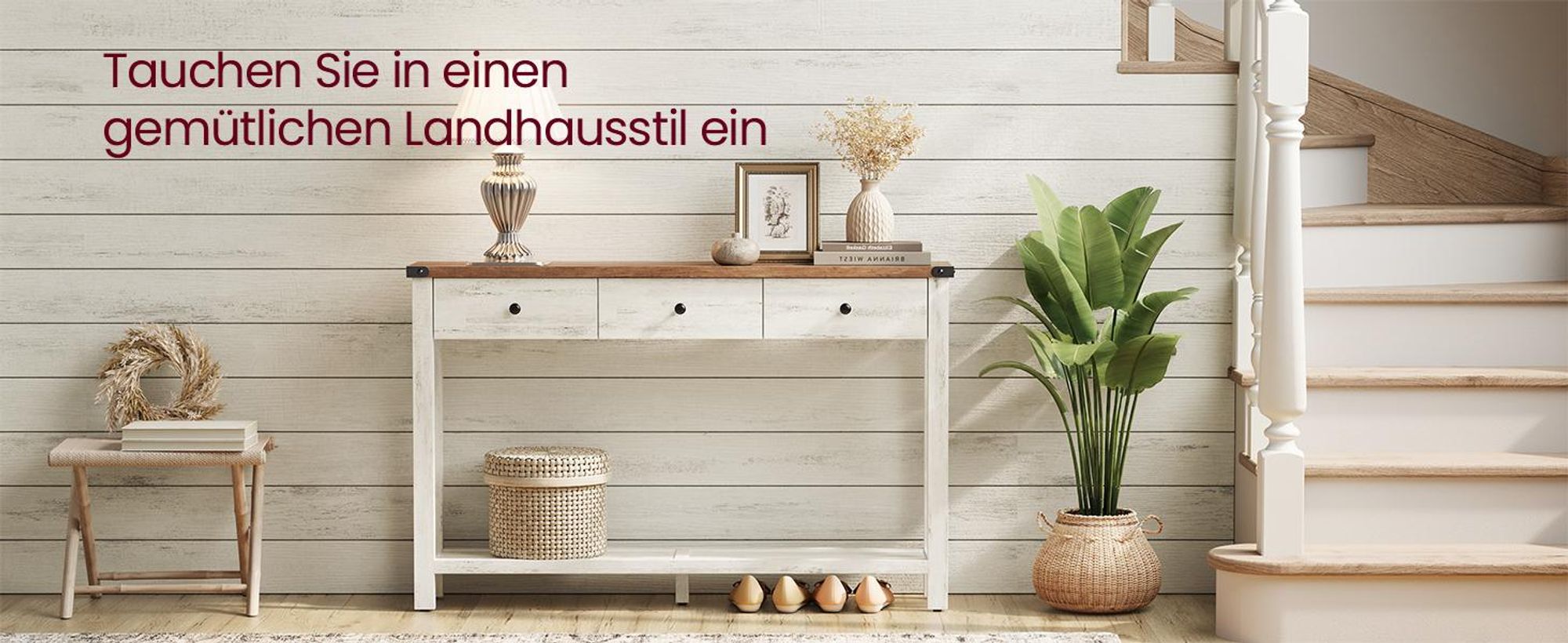 VASAGLE Konsolentisch, Beistelltisch, schmaler Sofatisch, mit 3 Schubladen und einer Ablage