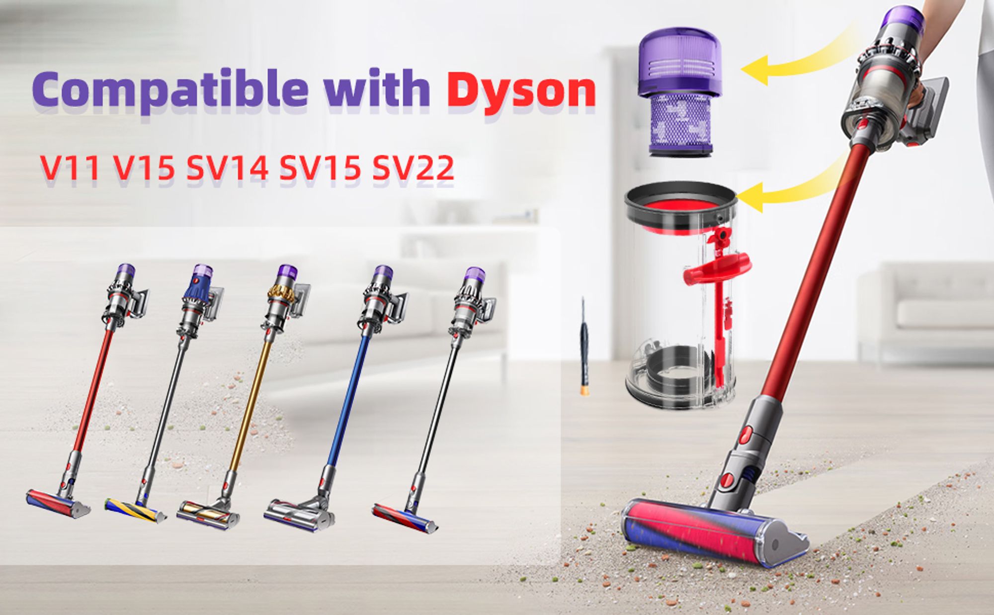 Verbesserter Staubbehälter für Dyson V11 V15 SV14 SV15 SV22 Staubsauger Großen Behälter, Ersatz Big Bin Assembley Teile-Nr.