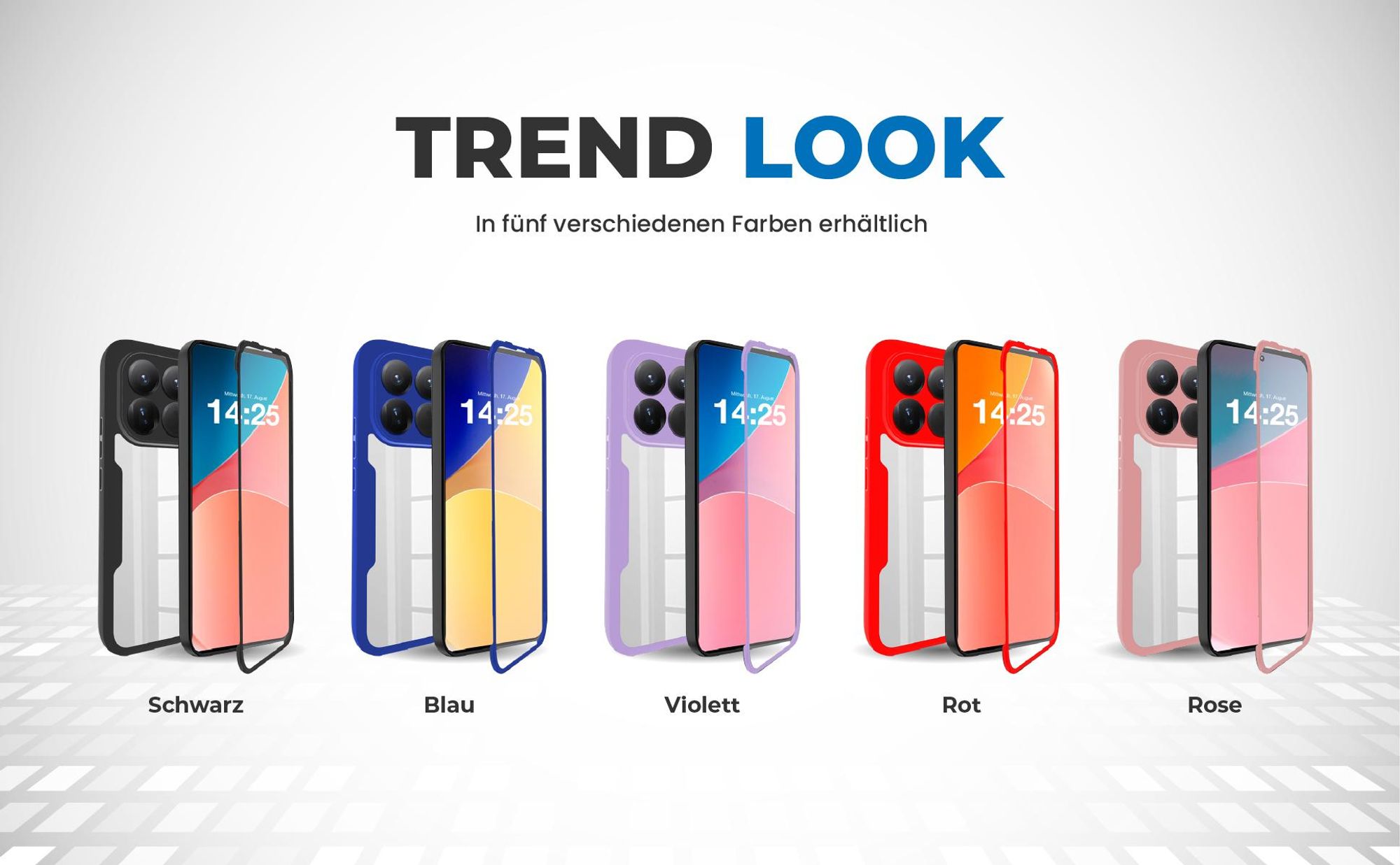 360 Grad Cover Front Back für Xiaomi 15T Pro in verschiedenen Farben