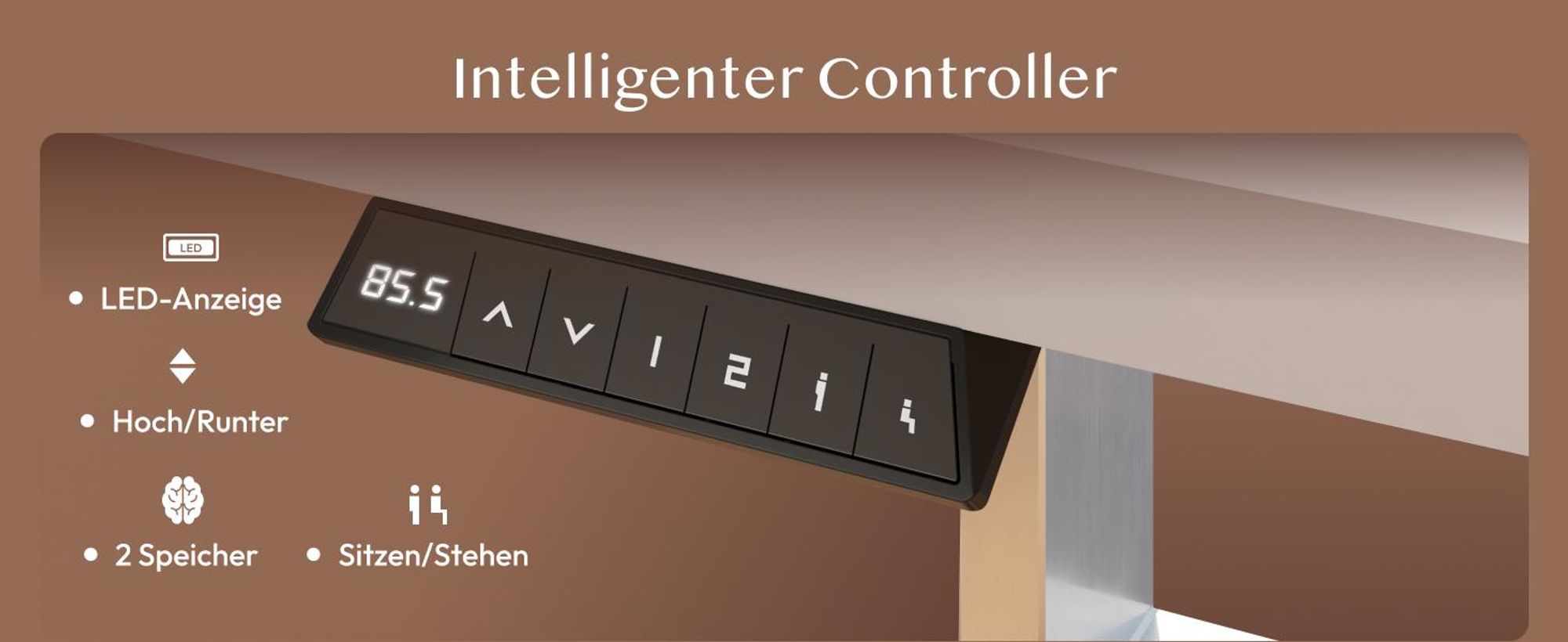 FLEXISPOT QE1 Höhenverstellbarer Schreibtisch 140x60cm, 4 Memory-Funktion, Antikollisionsschutz, 70kg Tragkraft, Haken, Kabelmanagement (Weiß)
