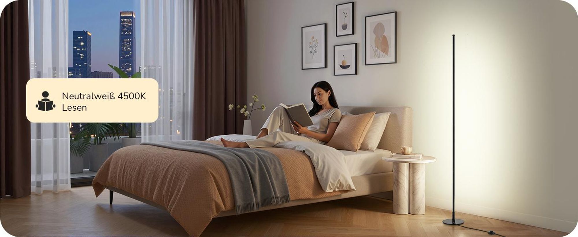 EDISHINE Stehlampe Wohnzimmer Schwarz, LED Stehleuchte mit 3 Farbtemperaturen & stufenlos dimmbar, höhenverstellbar 152 cm, Ecklampe für Schlafzimmer