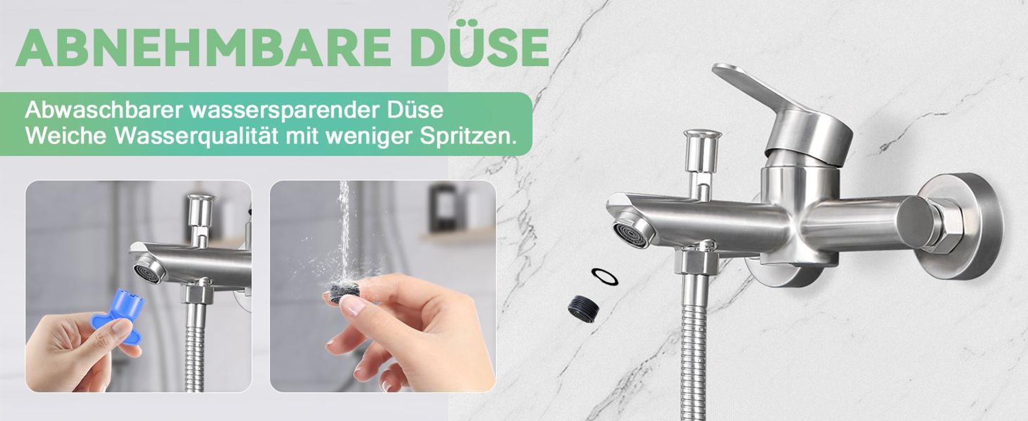 ZMH Badewannenarmatur mit Handbrause 3 Funktionen  Klassisch Set Badewannen Amaturen für Badewanne Bad