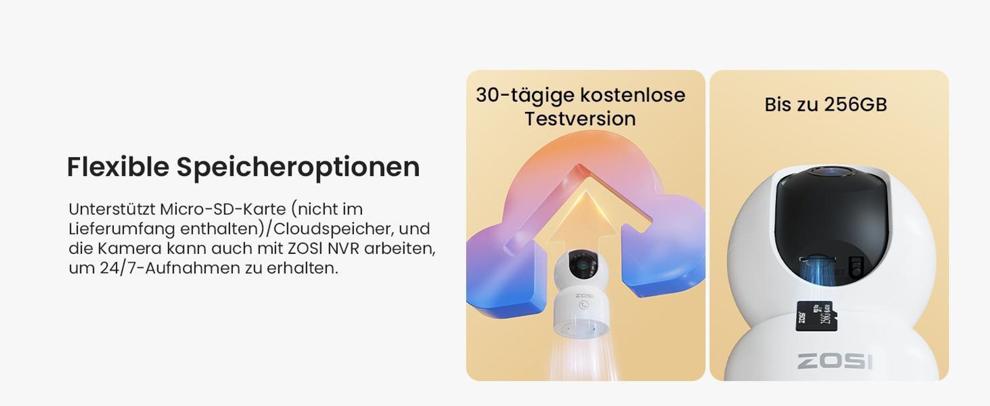 ZOSI 360° Schwenkbare Überwachungskamera Innen, 2,4GHz / 5GHz WiFi