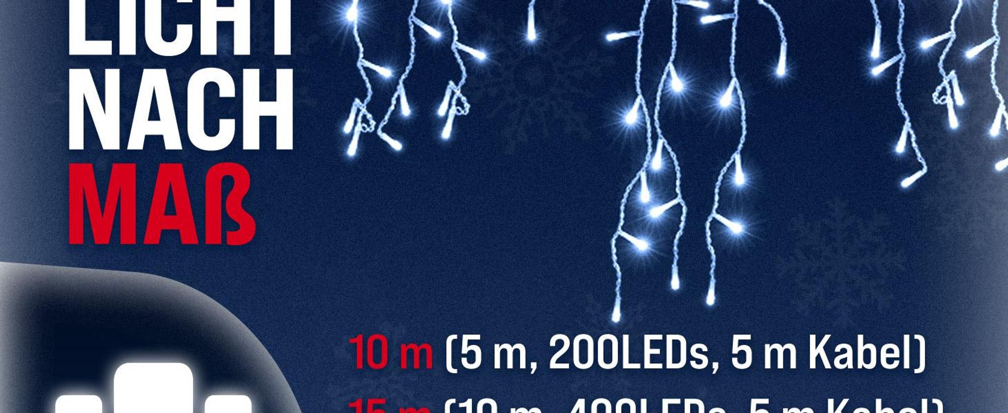 MONZANA® Eisregen Lichterkette 200 LED 10m Warmweiß