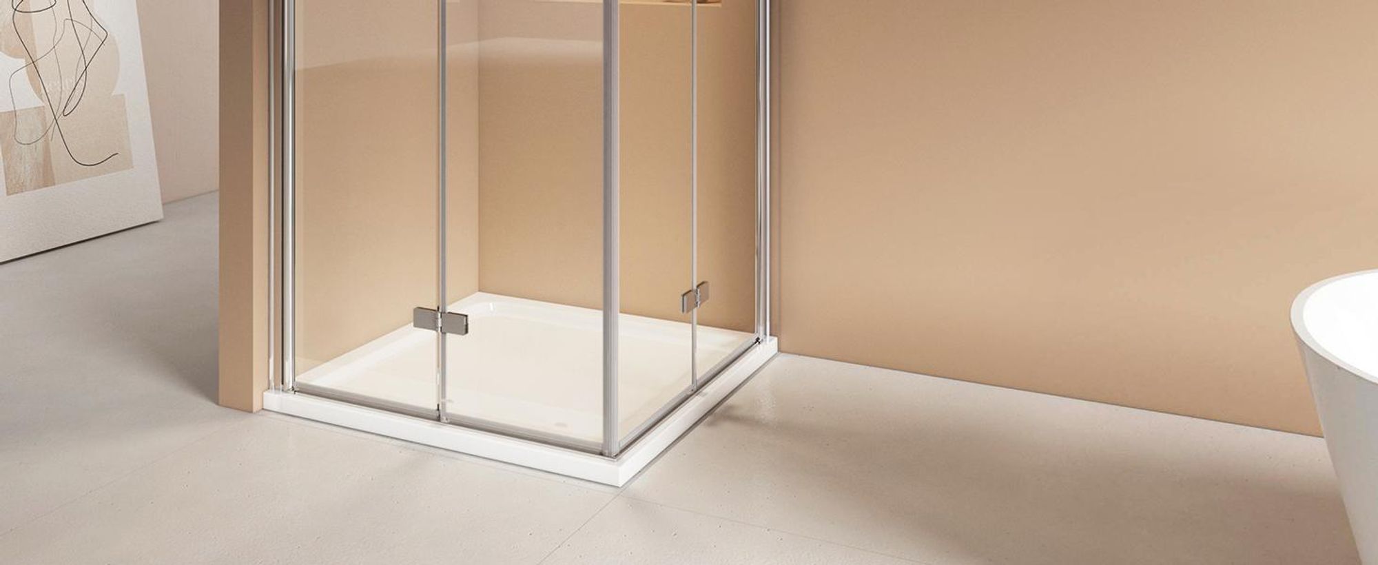EMKE Duschkabine 75x90x195cm Eckeinstieg Pendeltür Falttür, 6mm ESG Sicherheitsglas Nano Beschichtung, Höhe 1950mm, Hebe-Senk-Funktion, Chrom-Optik