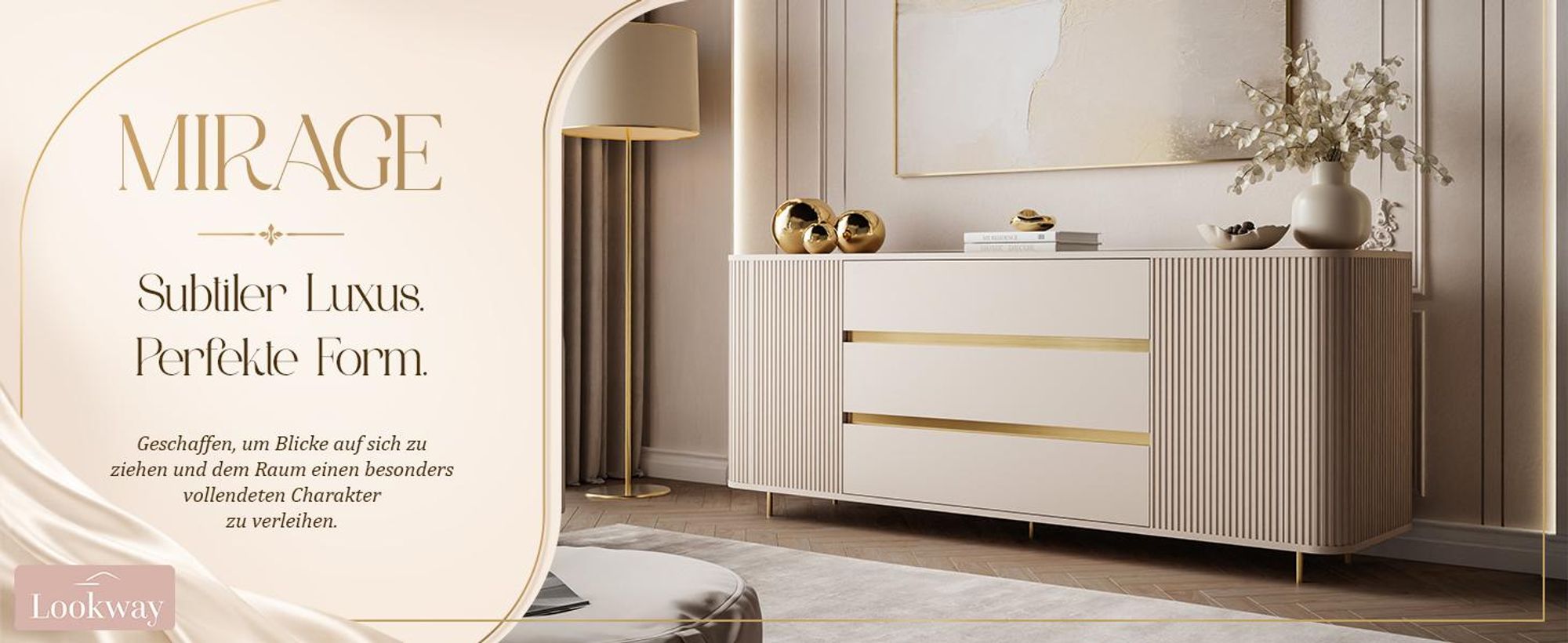 Kommode MIRAGE GOLD, mit 3 Schubladen und 2 Türen