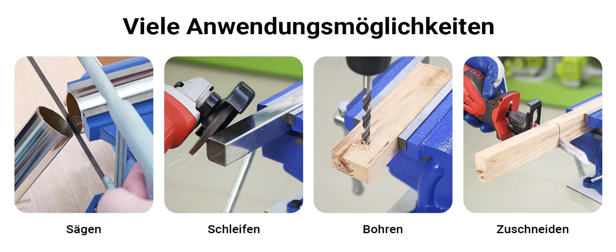 Wiltec Schraubstock Light Duty 100 mm Klemmbacke, Spannwerkzeug mit Amboss für leichte Beanspruchung für Werkbank