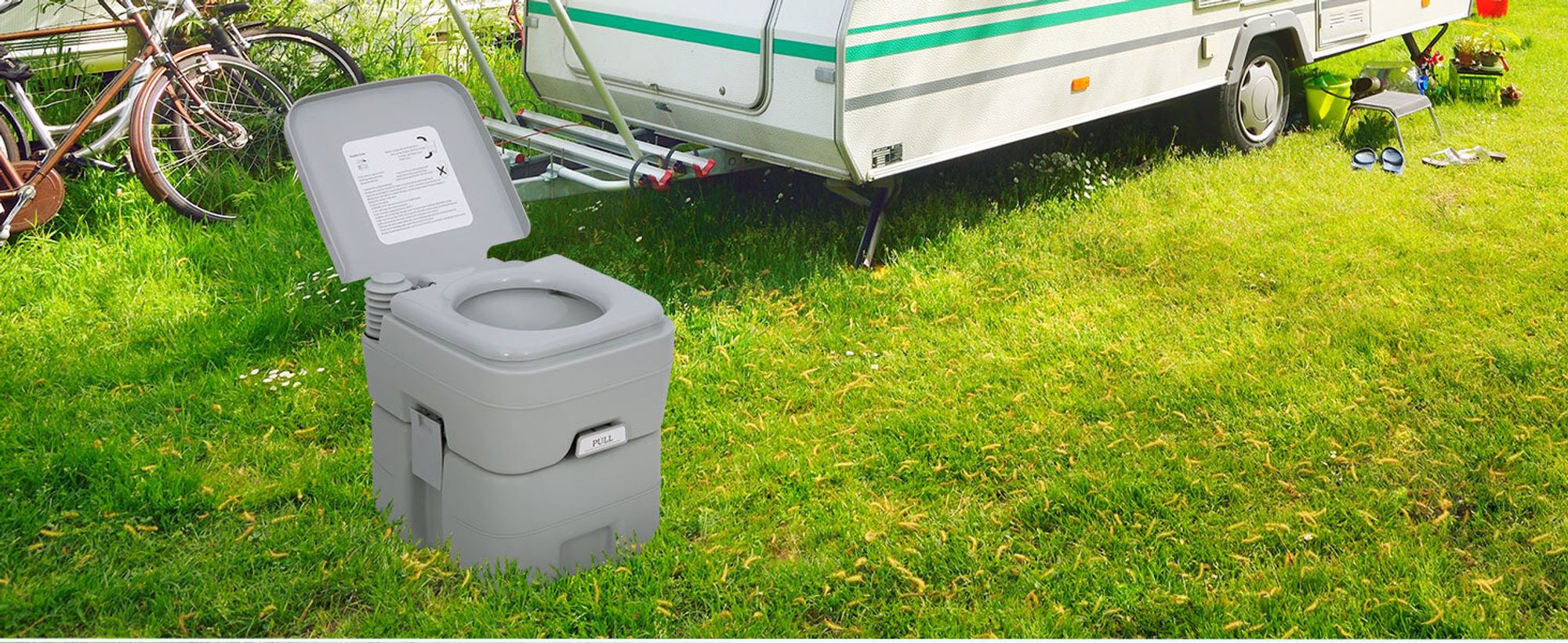 Outsunny Campingtoilette, 20 L Mobil-WC, Camping-WC mit Spül- und Abwassertank