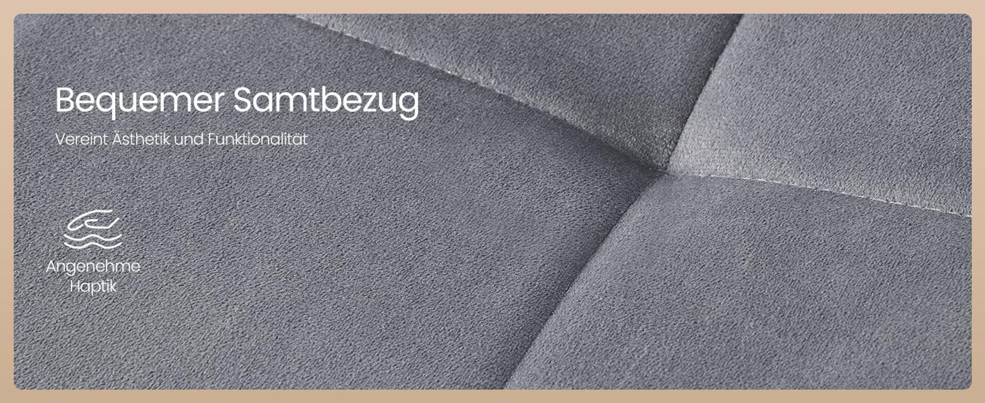 Küchenstühle gepolstert, Esszimmerstühle Samt, moderner Sessel mit verstellbaren Füßen, für Wohnzimmer, 6er Set, grau