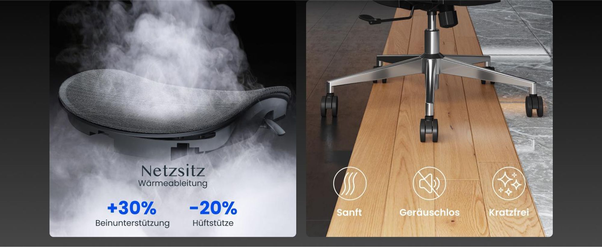 FLEXISPOT Sentinel Ergonomischer Bürostuhl mit Dual-Wing Lendenstütze, 3D-Kopfstütze, 3D-Armlehnen, verstellbarer Sitztiefe & Rückenlehne (Schwarz)