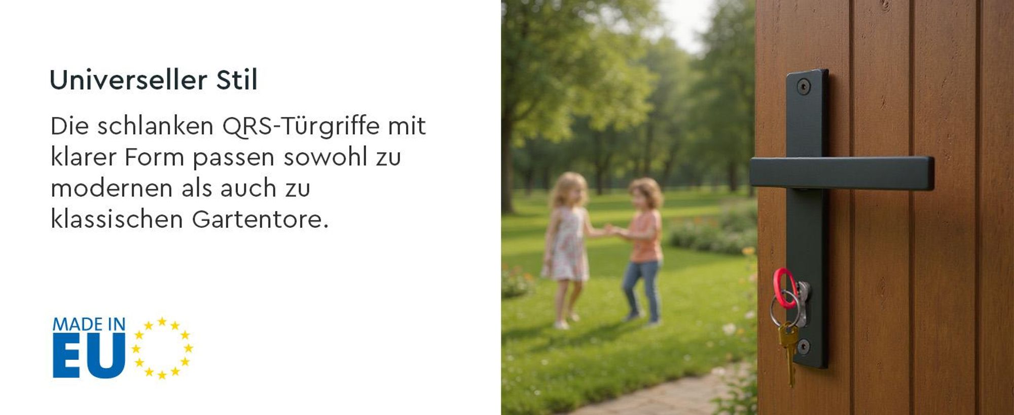 QRS - Türbeschlag, Türgriff für Gartentor, Türklinken Griff, 72mm, Graphit Drückergarnitur, Türdrücker Langschild für Außeneinsatz Pulverbeschichtet