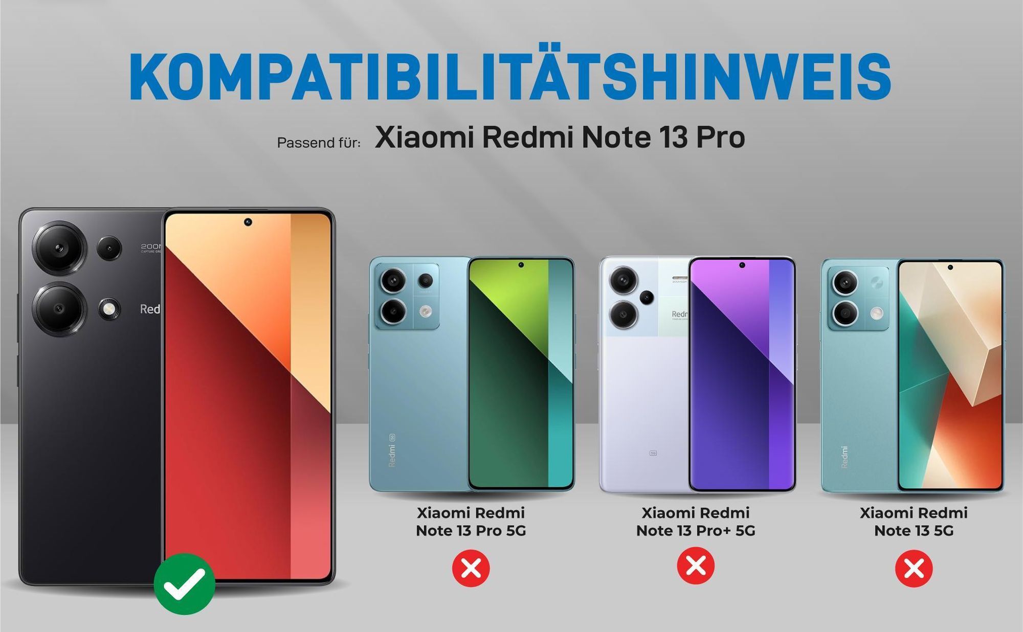 Kompatibilitätshinweise Hülle für Xiaomi Redmi Note 13 Pro