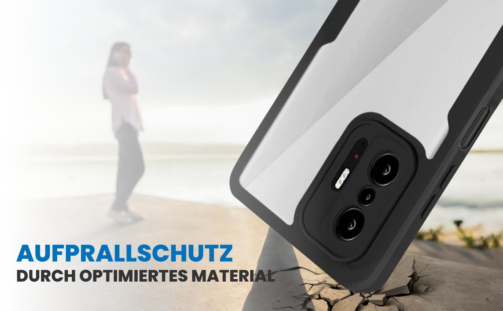 Schwarzes Front Back Cover für Xiaomi 11T / 11T Pro mit Aufprallschutz