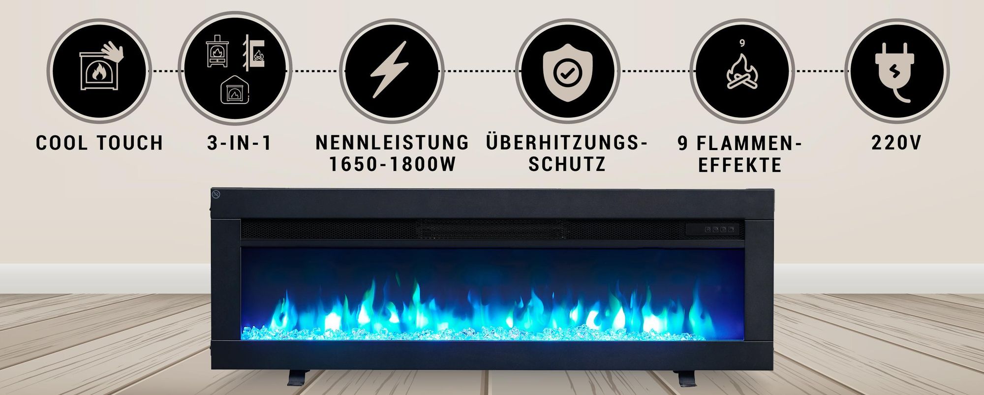 Elektrokamin BALDERIA Agnes 102 x 33 cm 2000 W