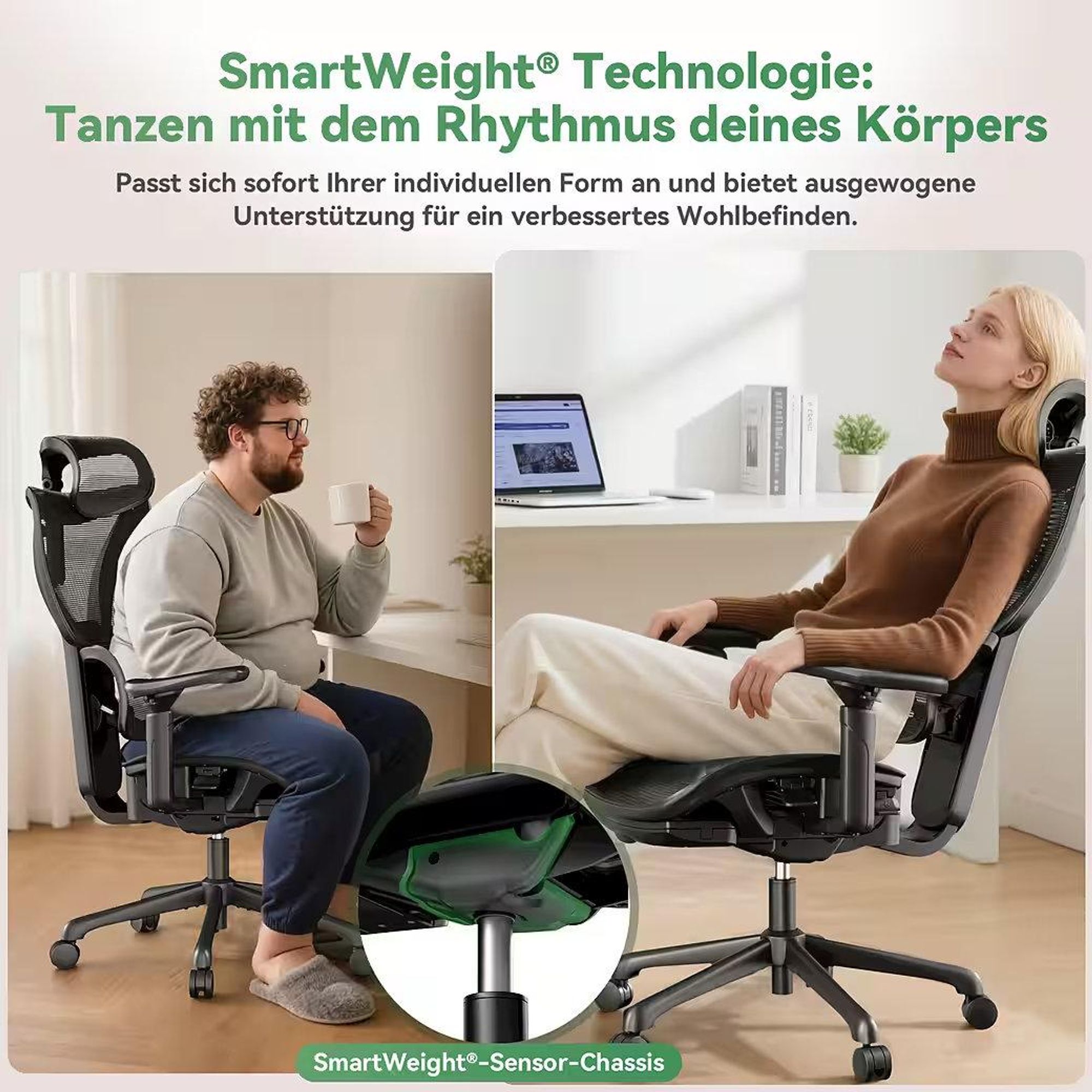 ACGAM CG-5245M Gaming Bürostuhl: Ergonomisch, 4-Neigungswinkel, 136kg, 3D-Armlehnen, Mesh, Gewichtssensor