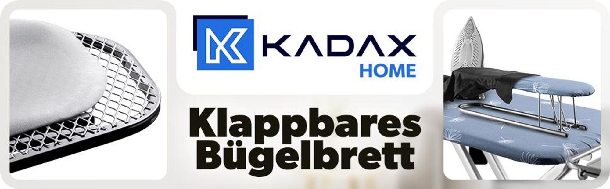 KADAX Bügelbrett mit Steckdose "Aleglo", klappbarer Bügeltisch mit Dampfbügelstation, 169 cm, Dunkelblau