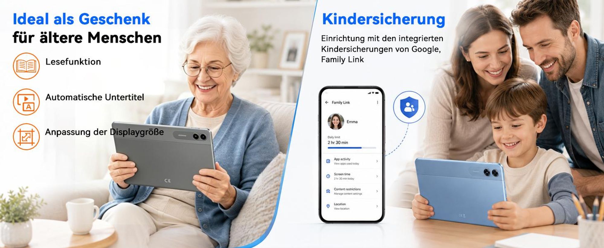 TABWEE T70 11“ Tablet, 32(8+24)+256GB, Android 16, 8000mAh, BT5.0, Face ID, Widevine L1, Rheinland, Umfasst Tastatur, Maus, Eingabestift usw