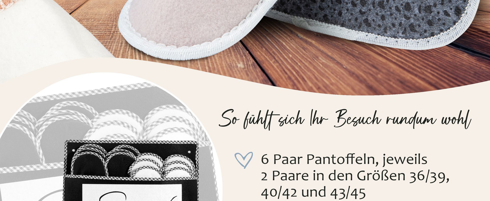 ONVAYA® ABS Gästepantoffel | Home Sweet Home | 6er Set | Antirutsch Sohle | Hausschuhe | Filzpantoffel | Gr. 36-45 | Gästehausschuhe