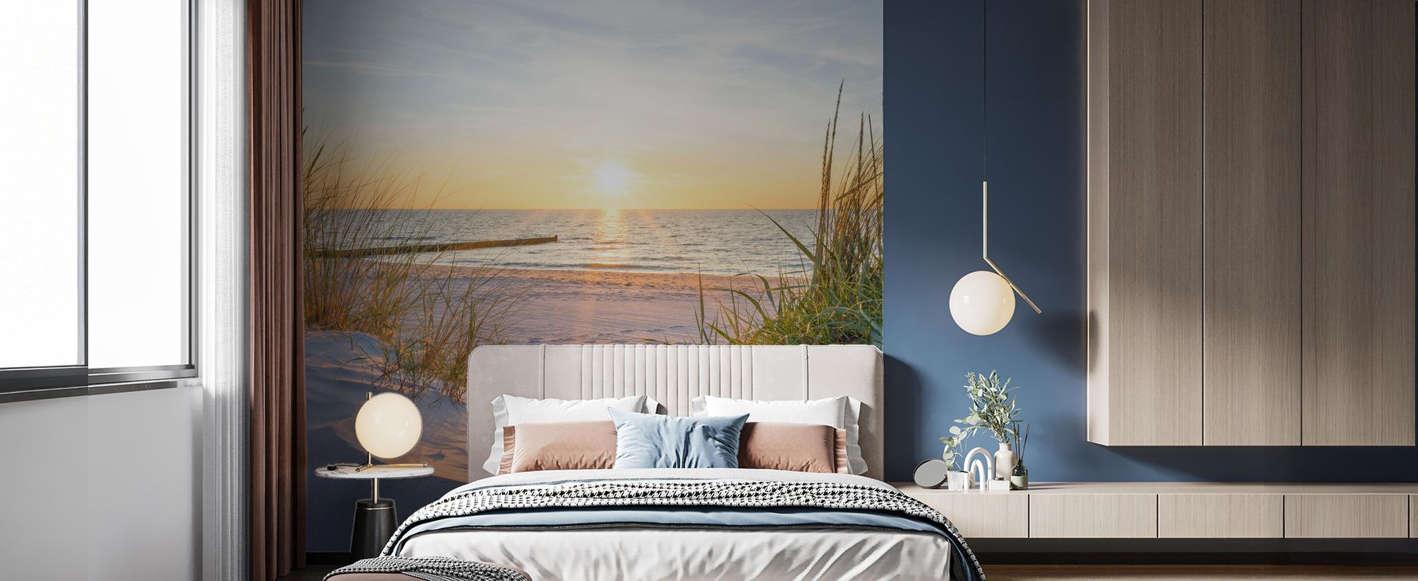 Muralo Fototapeta Samoprzylepna PLAŻA Morze Wschód Słońca Pejzaż 3D 135x90cm Dekoracja Ścienna Do Salonu Sypialni