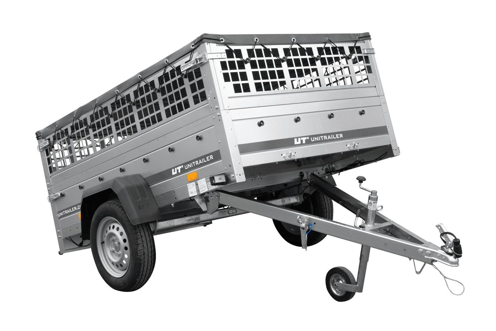 Pkw Trailer GARDEN TRAILER 201 KIPP mit Laubgitteraufsatz, Stützrad und Flachplane