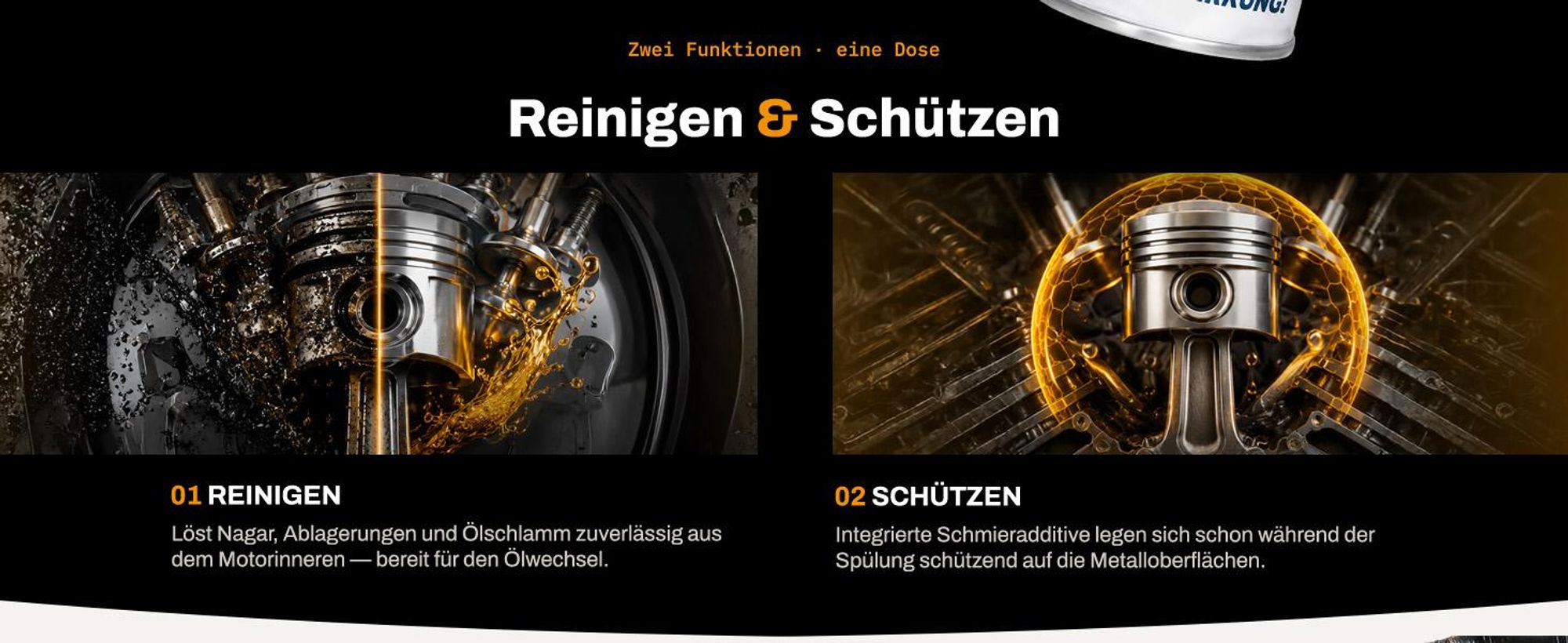 Metal Guard Engine Flush Motorspülung 400 ml mit Schmierfunktion für Benzin Diesel Turbo DPF Motorreiniger ohne aggressive Lösemittel
