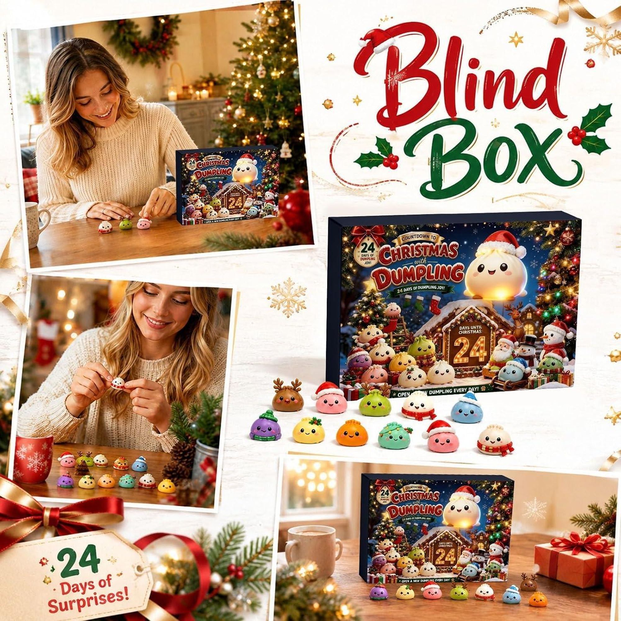 Weihnachten Adventskalender Quetschspielzeug-Kalender(C )24 Tage Weihnachten Countdown-Kalender,Überraschungs Fidget Spielzeug Geschenke für Kinder