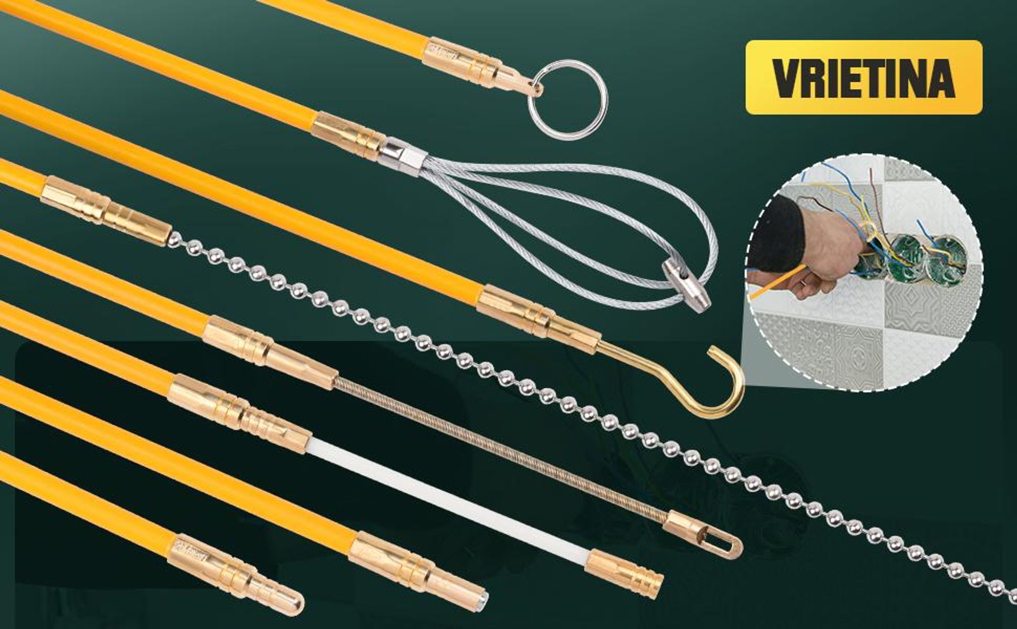 12M Einziehband Kabel Kabeleinziehhilfe 4 Stangen x 1m x 4mm Kabelstangen und 8 Stangen x 1m x 6mm Kabelstäbe Fischband für Leerrohre Kabelverlegung