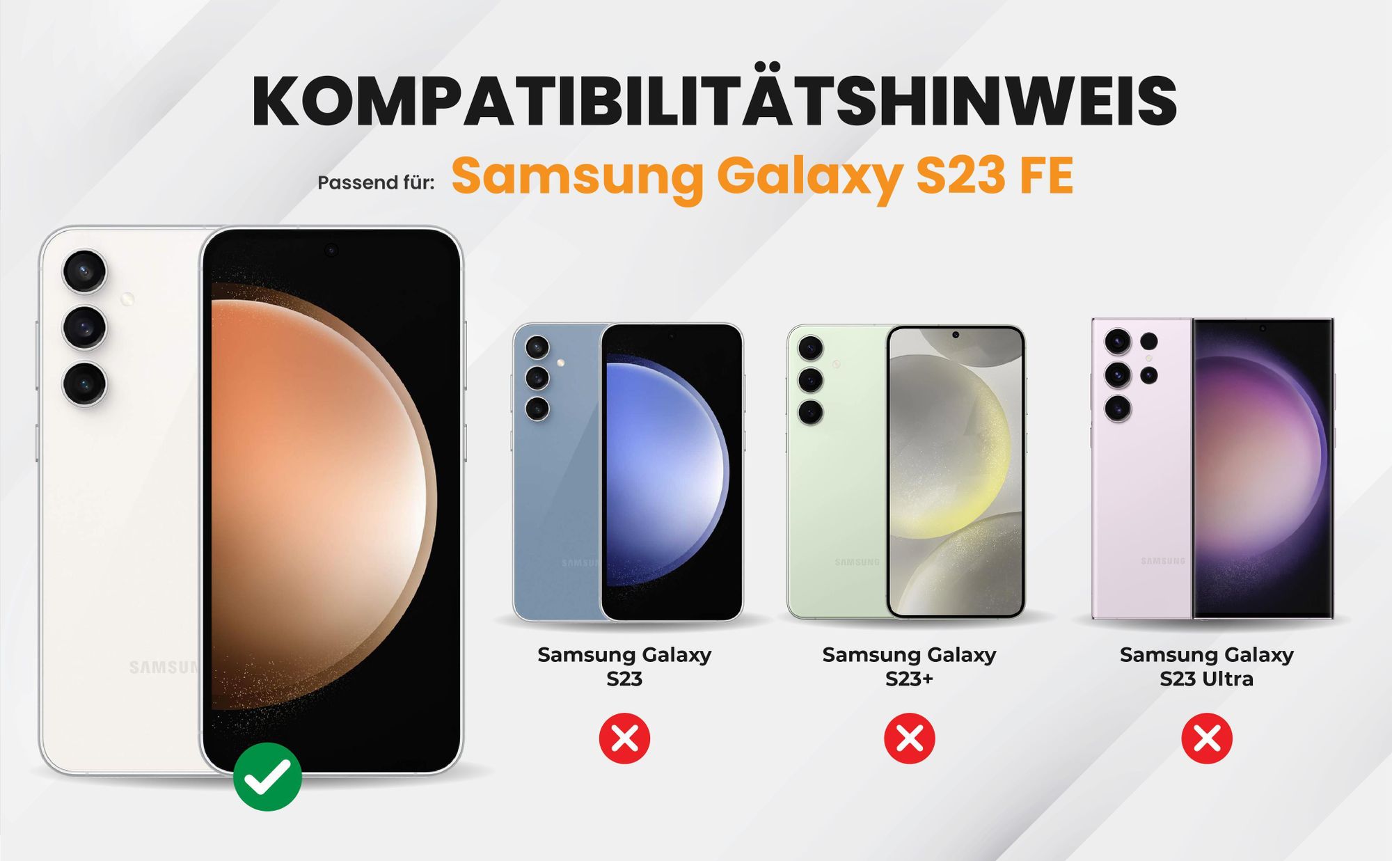 Kompatibilitätshinweise Hülle für Samsung Galaxy S23 FE