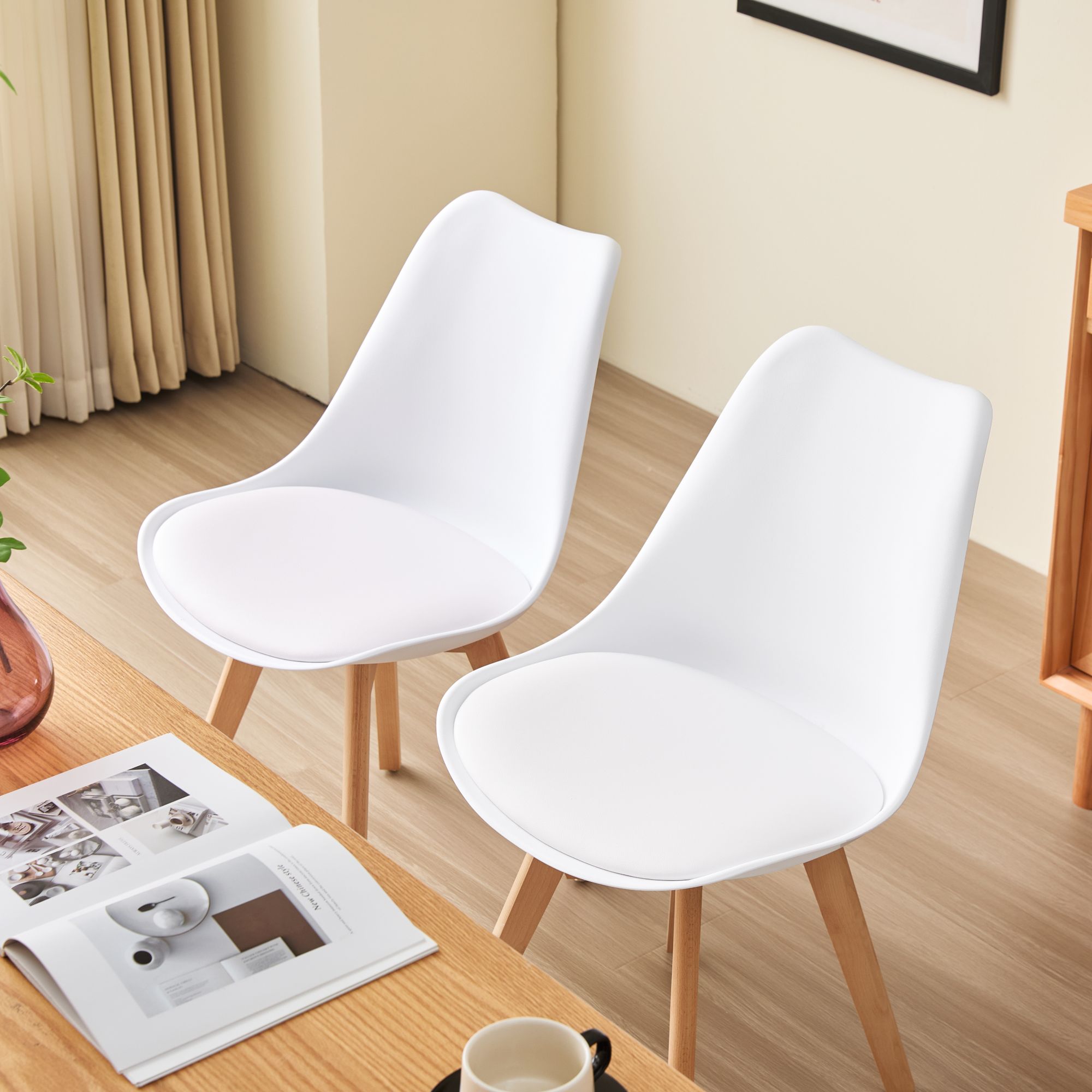 DEULINE® Esszimmerstühle Essstühle Esszimmerstuhl SGS Massivholz Polsterstuhl Stühle OSLO 4er-Set WEISS 521249