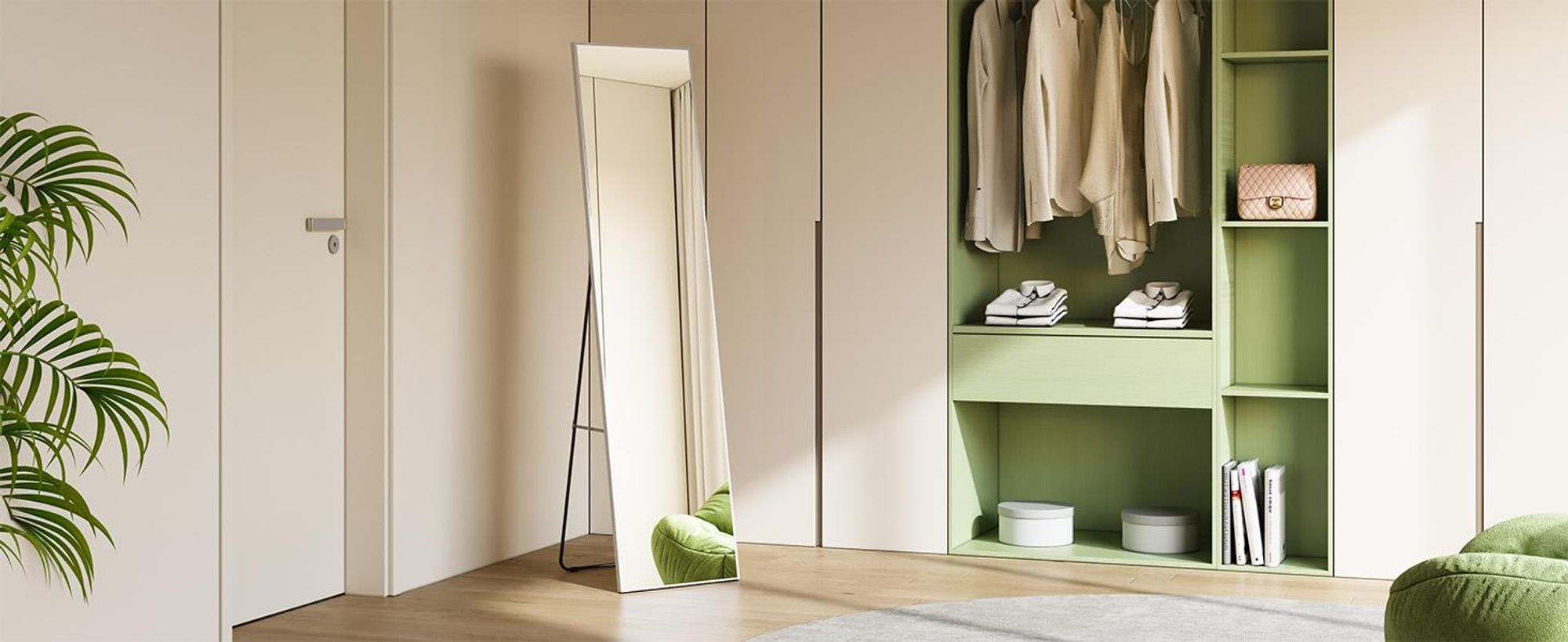 S'AFIELINA Ganzkörperspiegel Standspiegel 160 x 40 cm Silber Metallrahmen Rahmen HD Großer Standspiegel für Ankleidezimmer/Schlafzimmer/Wohnzimmer
