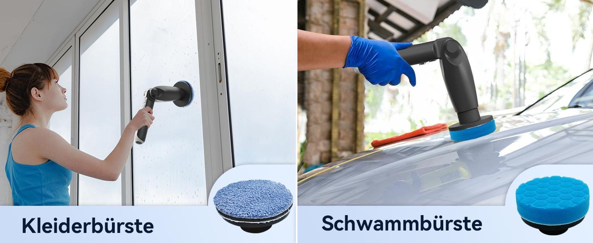 Elektrische Reinigungsbürste mit Fernbedienung, 4 Einstellbare Winkel, 150 Min Laufzeit, mit 8 Bürstenköpfe & Teleskopstiel, Kabellos reinigungsbürste