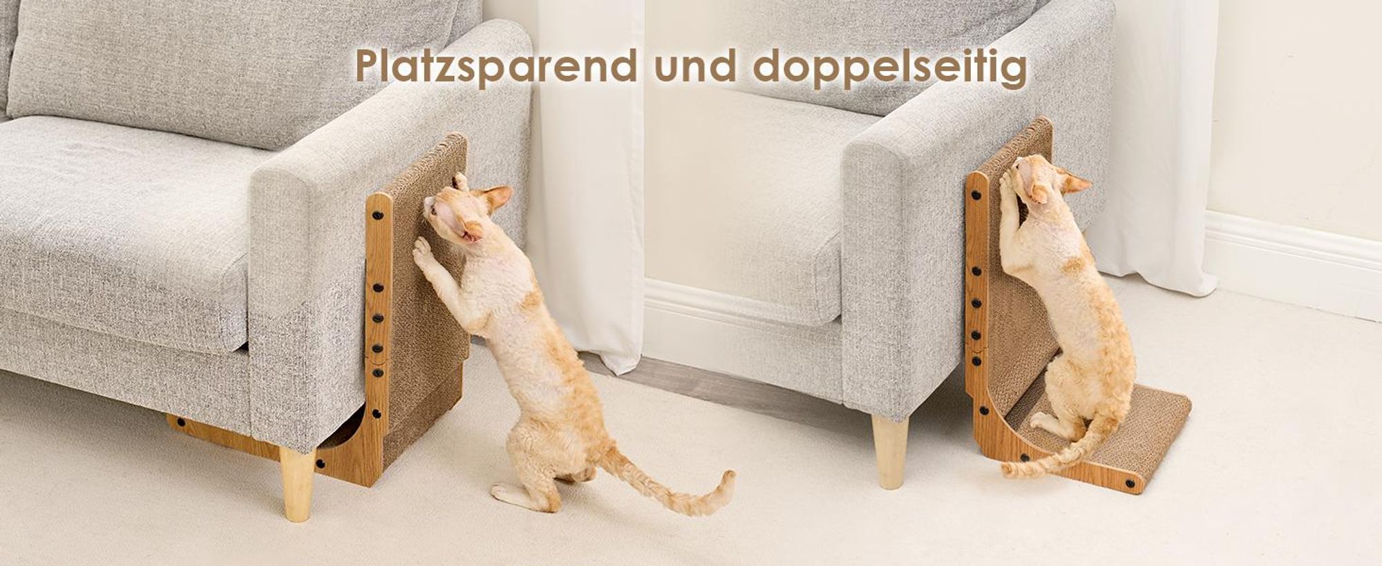 Kratzbrett Katze, 68 cm Hohe L Förmige Kratzpappe für Katzen, Katzenkratzbrett, Super stabil Katzenspielzeug Katze, Langlebige Kratzpappe für Katzen