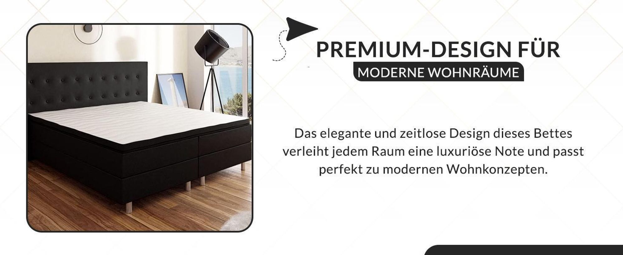4myBaby GmbH - Boxspringbett | Neo First Class Boxspringbett 200x200 |Boxspringbett mit Matratze | Polsterbett 200x200 mit Matratze| Schwarz