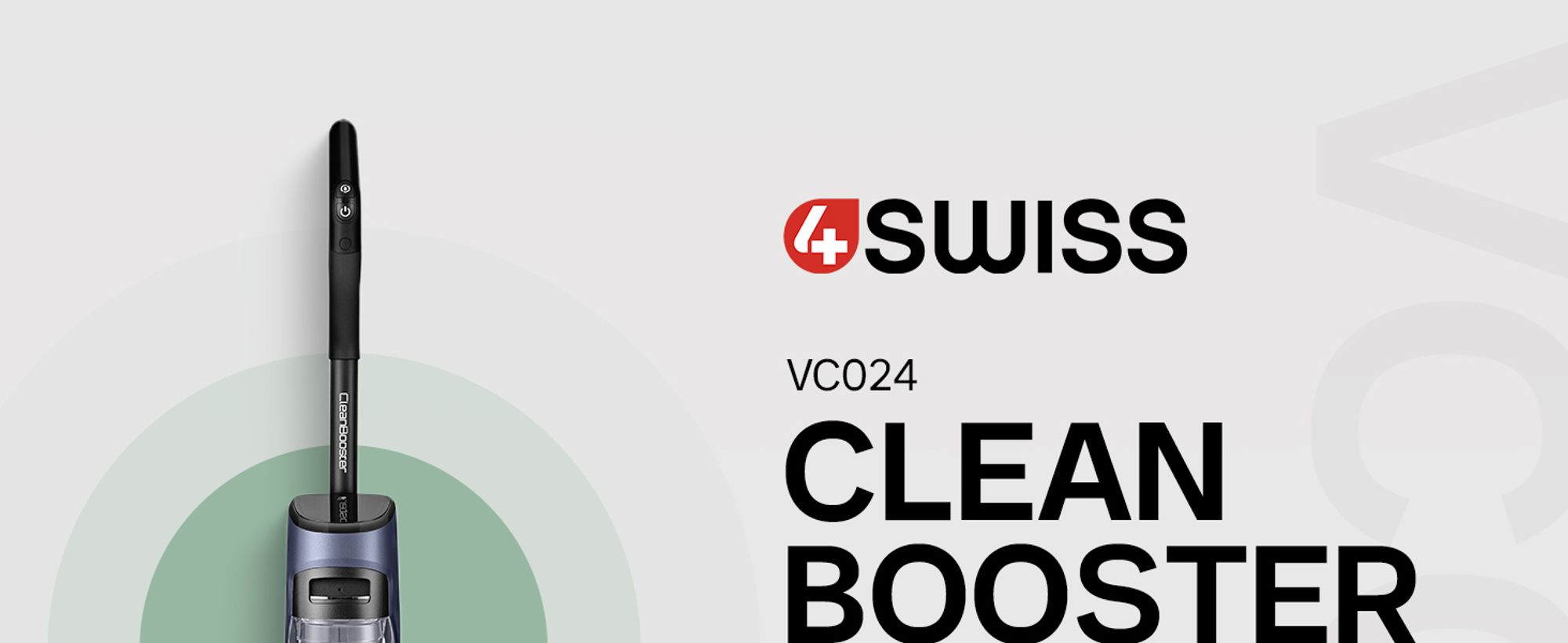 4SWISS Clean Booster Smart Staubsauger, Akku-Staubsauger mit Mop Funktion, Nass & Trockensauger mit Dual-Tank, Selbstreinigungsfunktion, LED Anzeige