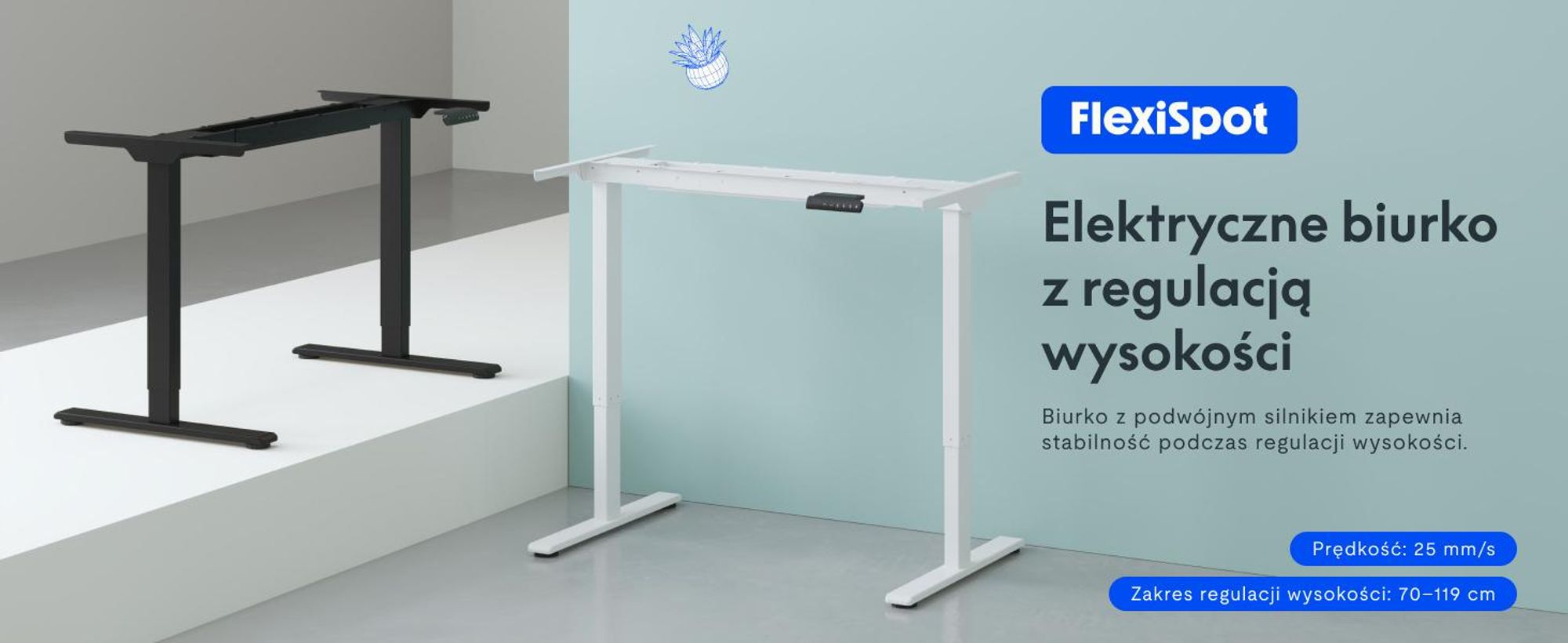 FlexiSpot E1 Pro Biurko z regulacją wysokości, podwójny silnik, udźwig 100 kg, 4 pamięci sterujące, zabezpieczenie antykolizyjne(szary)