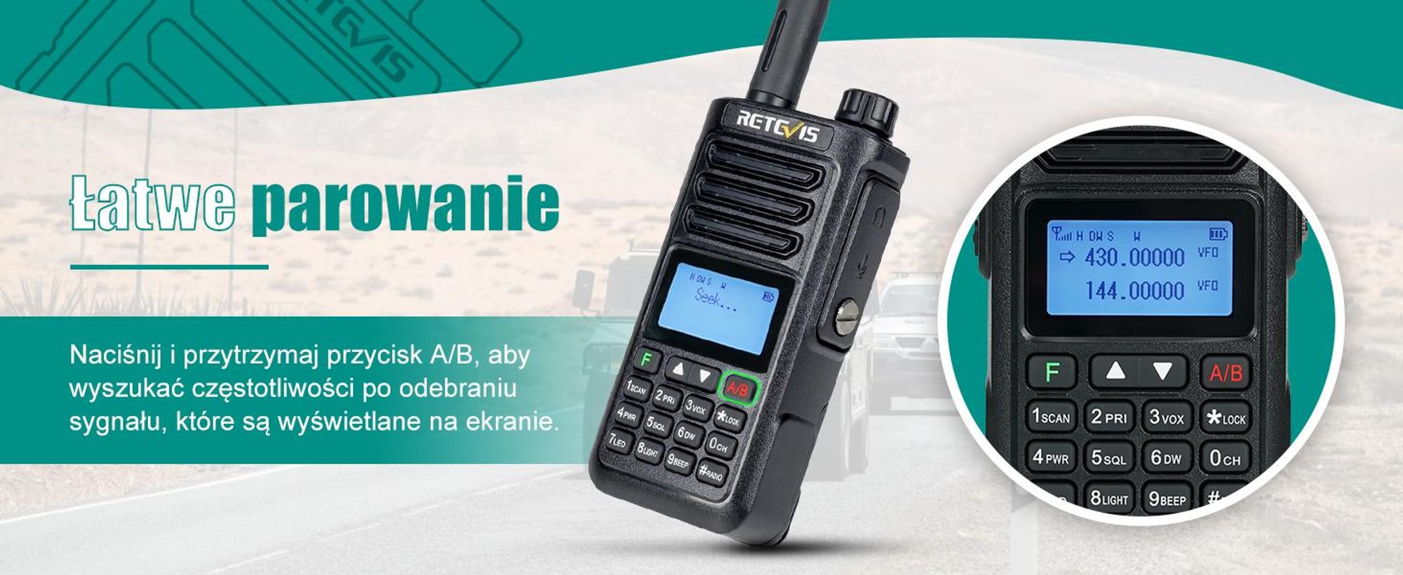Radiotelefon amatorski Retevis RA89, duża moc, wodoodporność IP68, dwuzakresowy, VFO, akumulator 2500 mAh, ładowalne walkie-talkie typu C (2 szt., czarny)