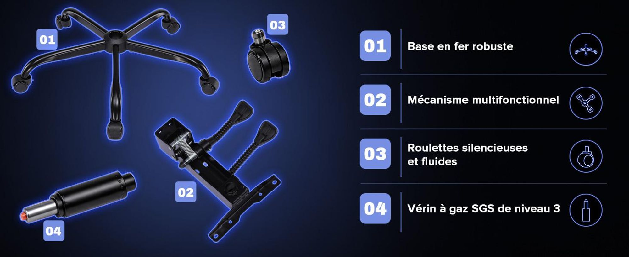 GTPLAYER Fauteuil gaming, chaise de bureau avec repose-pieds, fauteuil gamer ergonomique avec accoudoirs intégrés, chaise de bureau réglable en hauteu