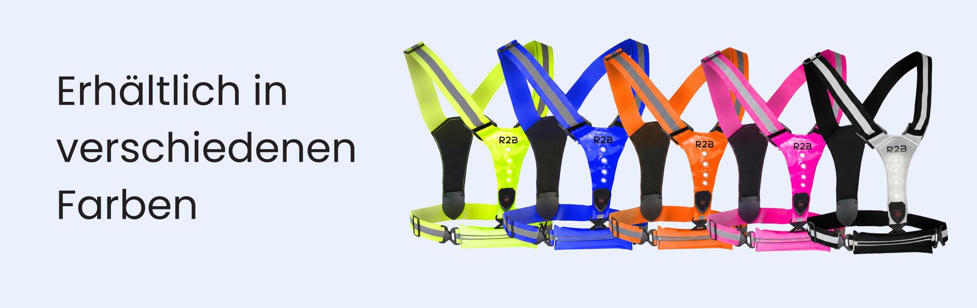 R2B Laufweste mit Licht, USB C aufladbar, reflektierend, mit Tasche, Lauflicht für Damen und Herren, Grau