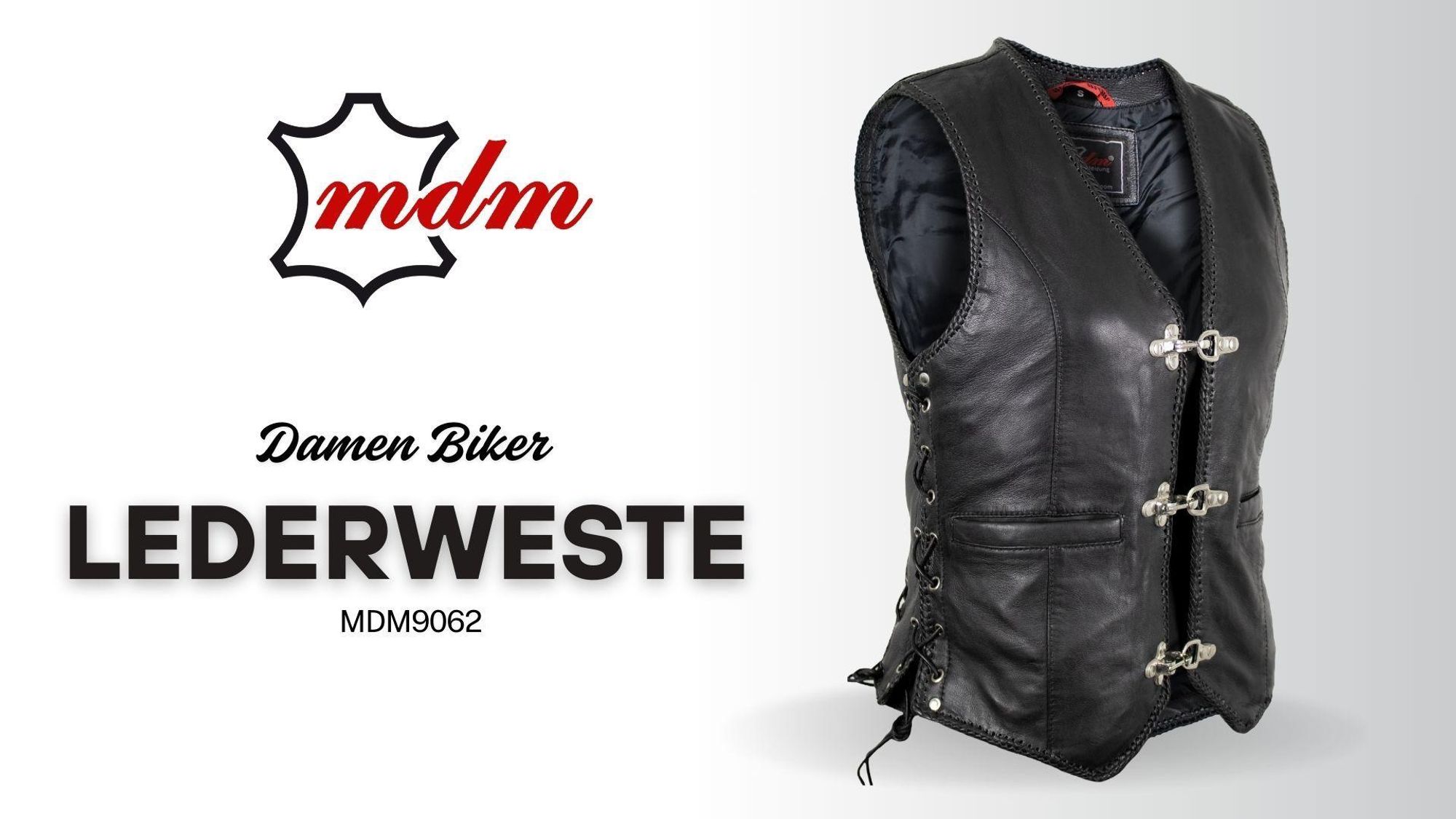 Damen Lederweste taillierter Schnitt Kutte Bikerweste Rockerweste Chopper Weste(M)