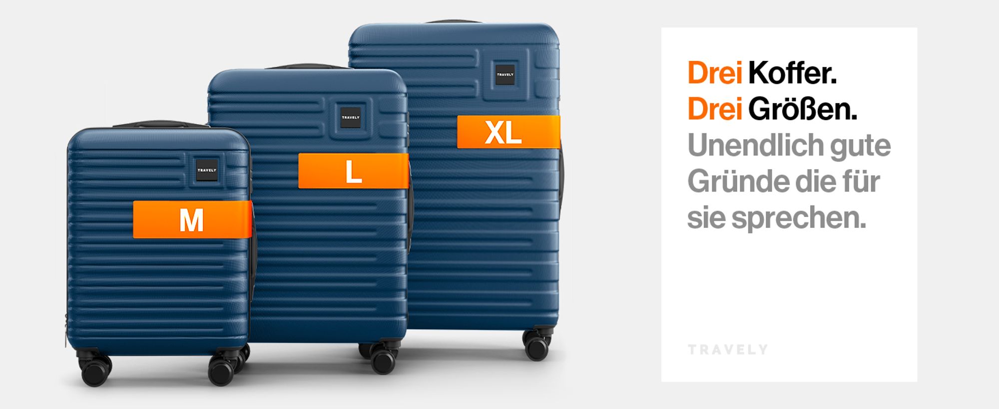 TRAVELY Premium Koffer Set: 77cm, 67cm & 55cm Handgepäck Koffer in einem Set, sehr robuste Reisekoffer mit sanften Rollen & TSA Schloss, Reisekoffer, Koffer & Trolleys