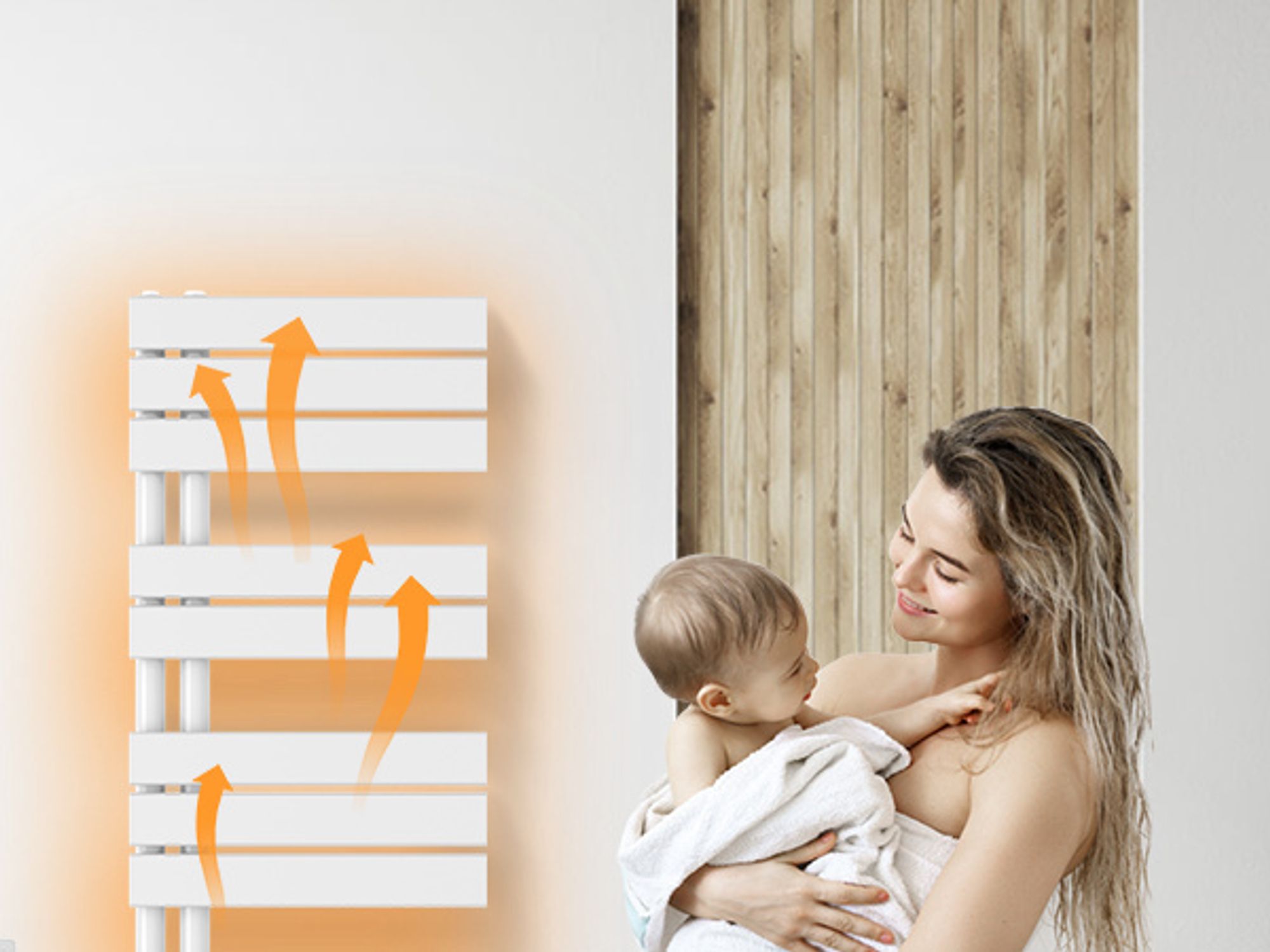 Heilmetz Handtuchtrockner Elektrisch Weiß Badheizkörper 1176 x 500mm Heizkörper Asymmetrie Design Handtuchwärmer - Montage links