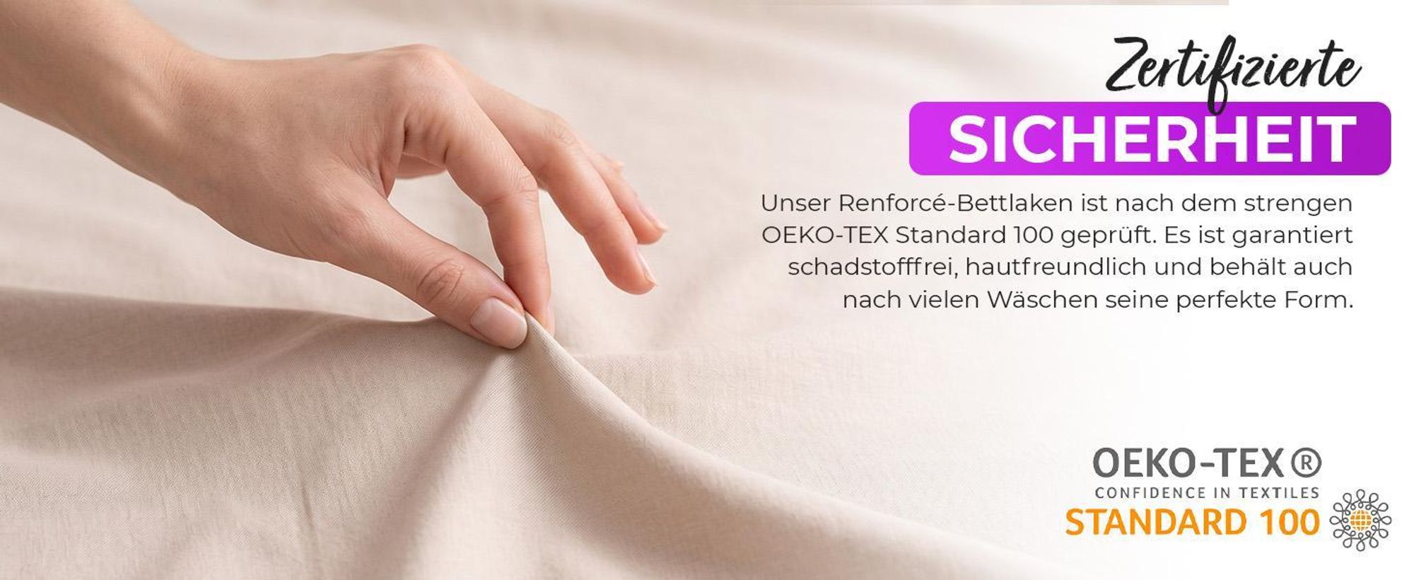 EllaTex Renforcé Bettlaken ohne Gummizug 160x200 Baumwolle – atmungsaktives Betttuch & Haustuch, Farbe: Creme