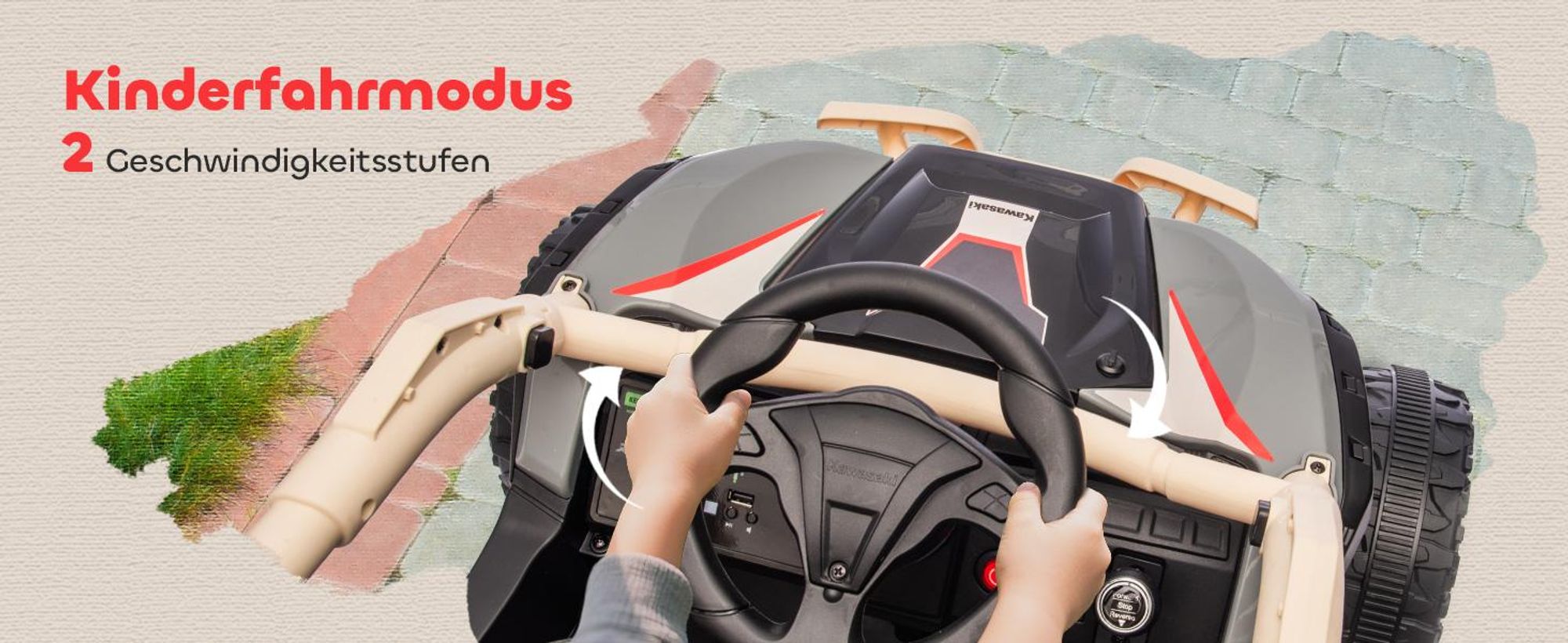 AIYAPLAY Kinder Elektroauto 12V Kinder UTV mit 2 Motorn, Fernbedienung, LED
